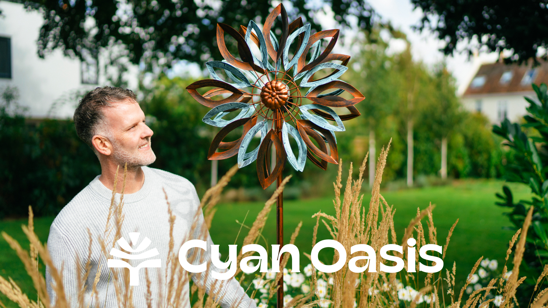 Amazon.com: Cyan Oasis Yard Garden Wind Spinners with Solar Lights